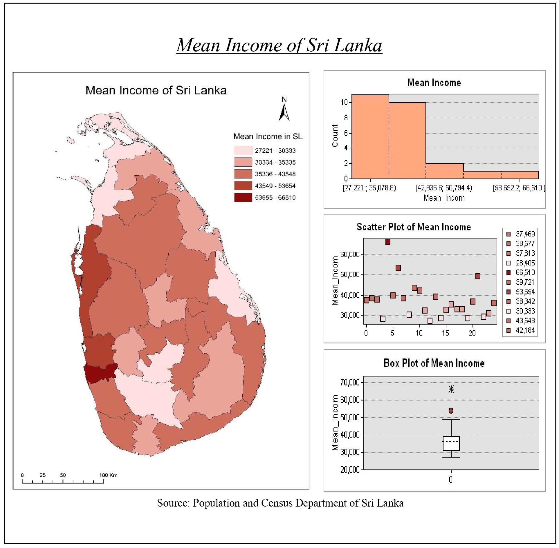 Mean Income of Sri Lanka Map